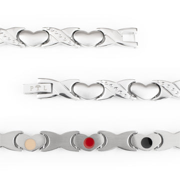 Love - Negative Ion Bracelet, Stainless Steel Hearts